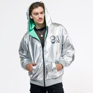 Jeremy Scott x Spoiled Child Limited Edition Silver Chrome Zip Up Hoodie